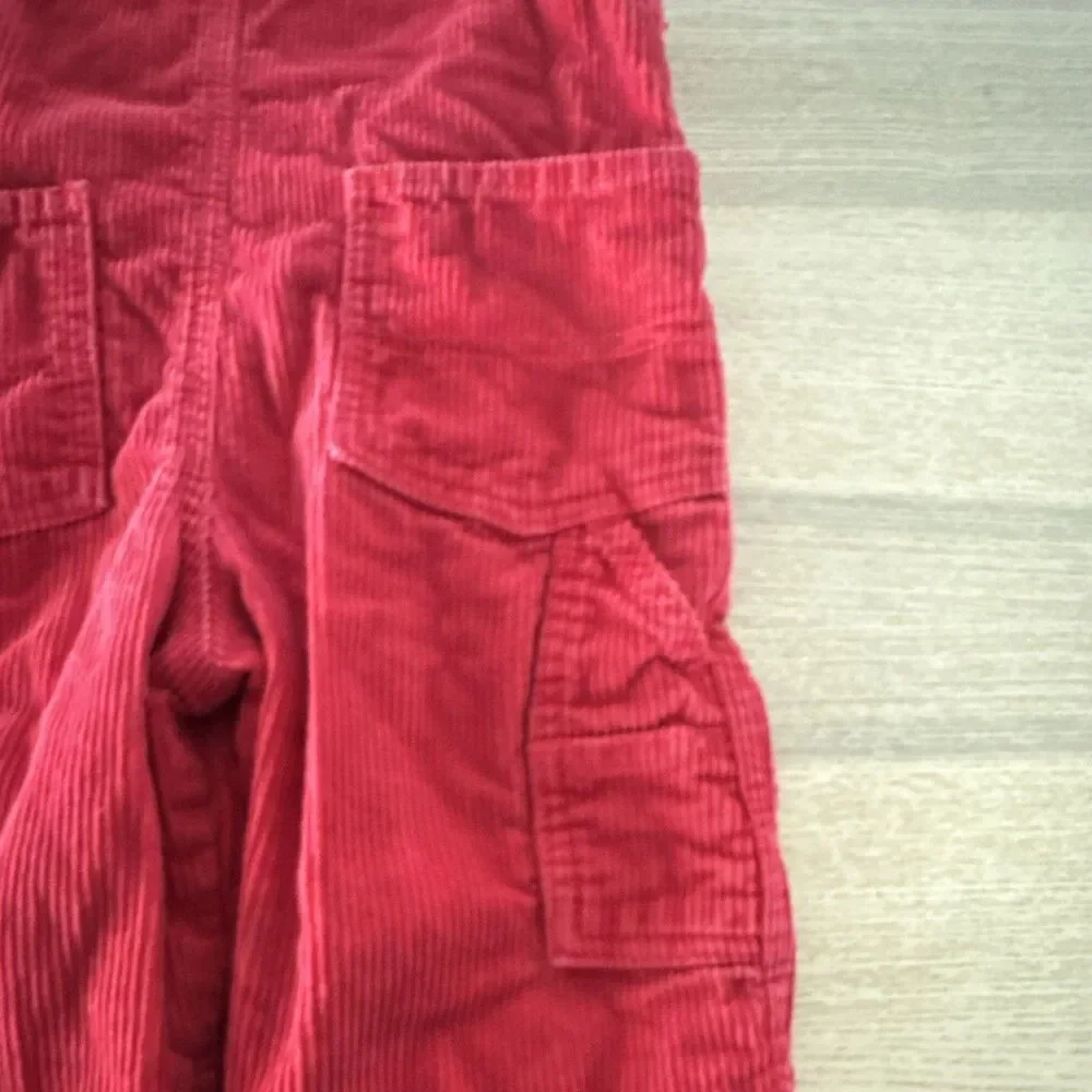 OshKosh B'gosh 3T Red Corduroy Overalls One-Piece Adjustable Straps Pockets